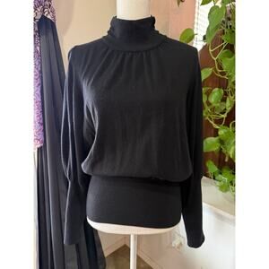 Express Black Mock Neck Blouson Sweater Top Long Sleeve Size L